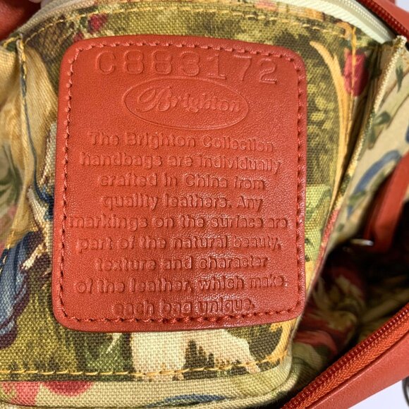 BRIGHTON Orange Leather Puffy Quilted Handbag Side Pockets, Wallet, Dustbag EUC - Picture 15 of 16